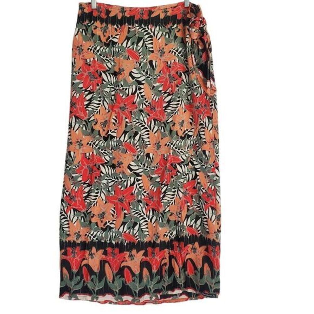 Rainbow Jo Womens Sarong Wrap Maxi Skirt Floral Tropical Beachy‎ Rayon One Size